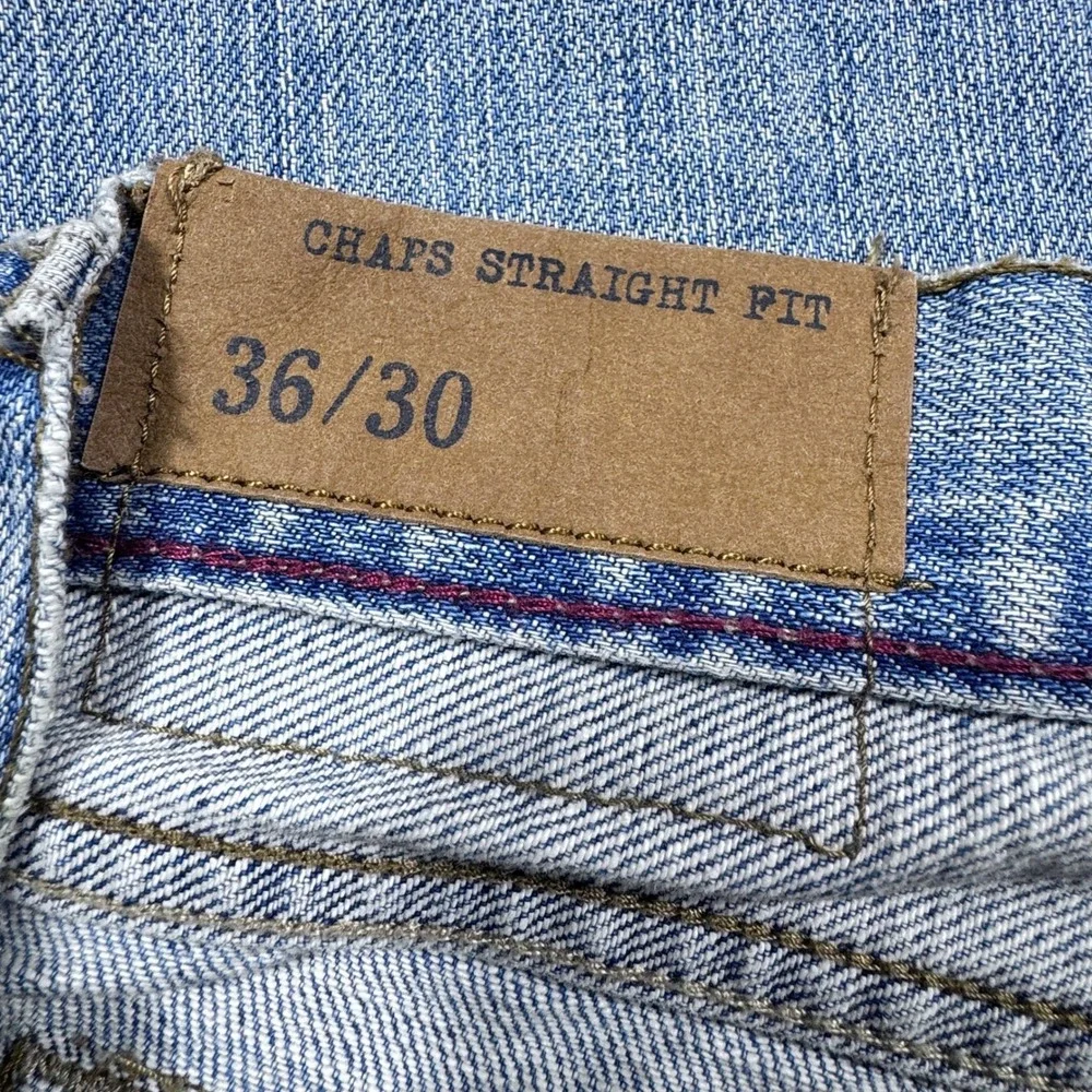 Chaps Denim Mens Straight Fit Light Wash‎ Blue Cotton Jeans 36x30